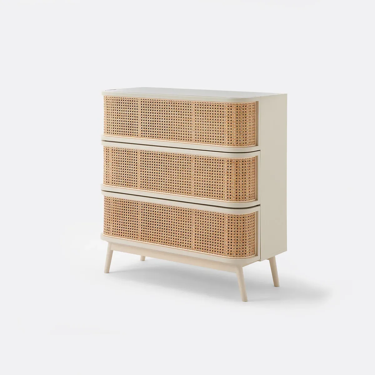 Laora 3-Drawer Chest of Drawers with Rattan Cane - Off-White product