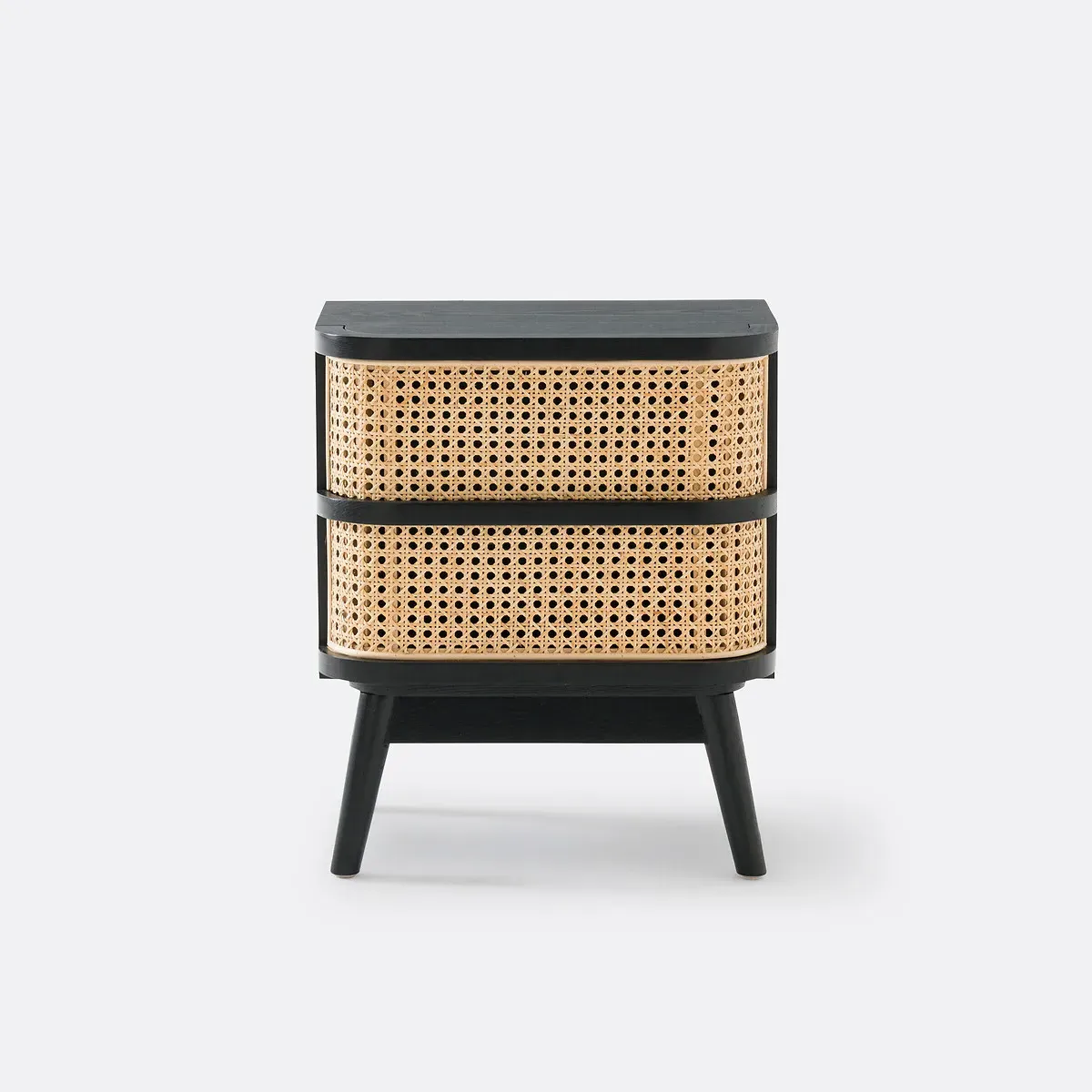 Laora Bedside Table with 1 Drawer - Black, Rattan Cane alternate view