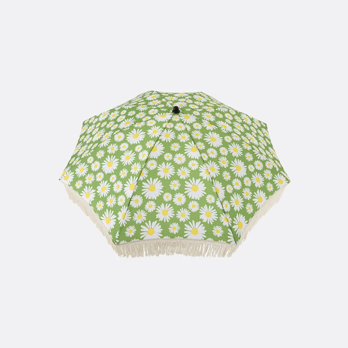Larna Fringed Parasol with Daisy Print - Green, Polyester alternate view