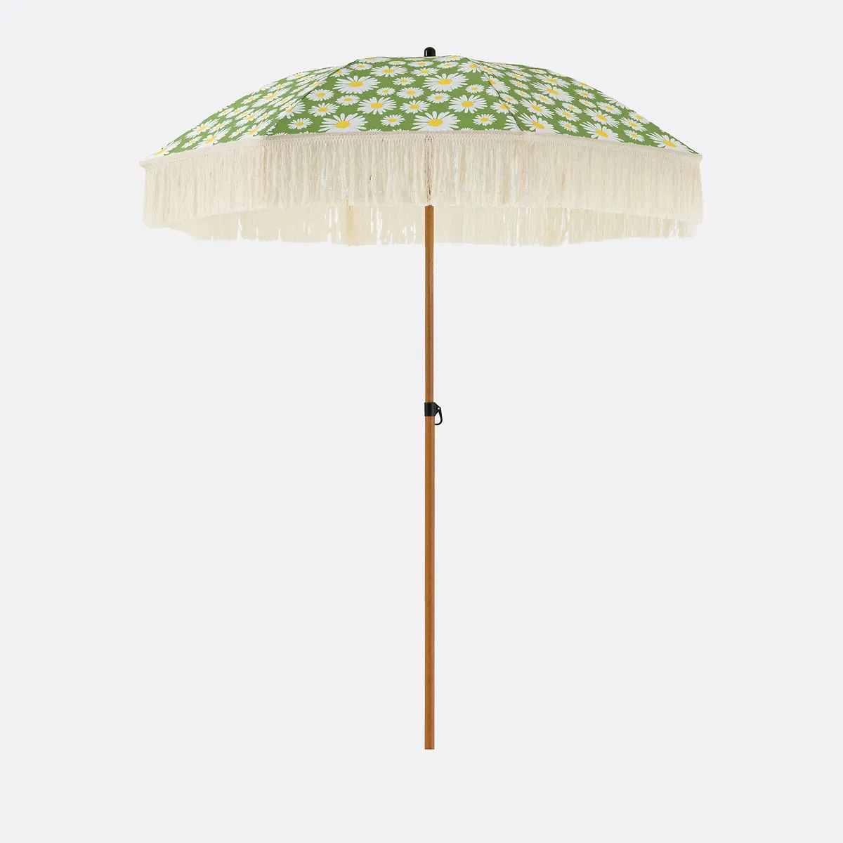 Larna Fringed Parasol with Daisy Print - Green, Polyester product