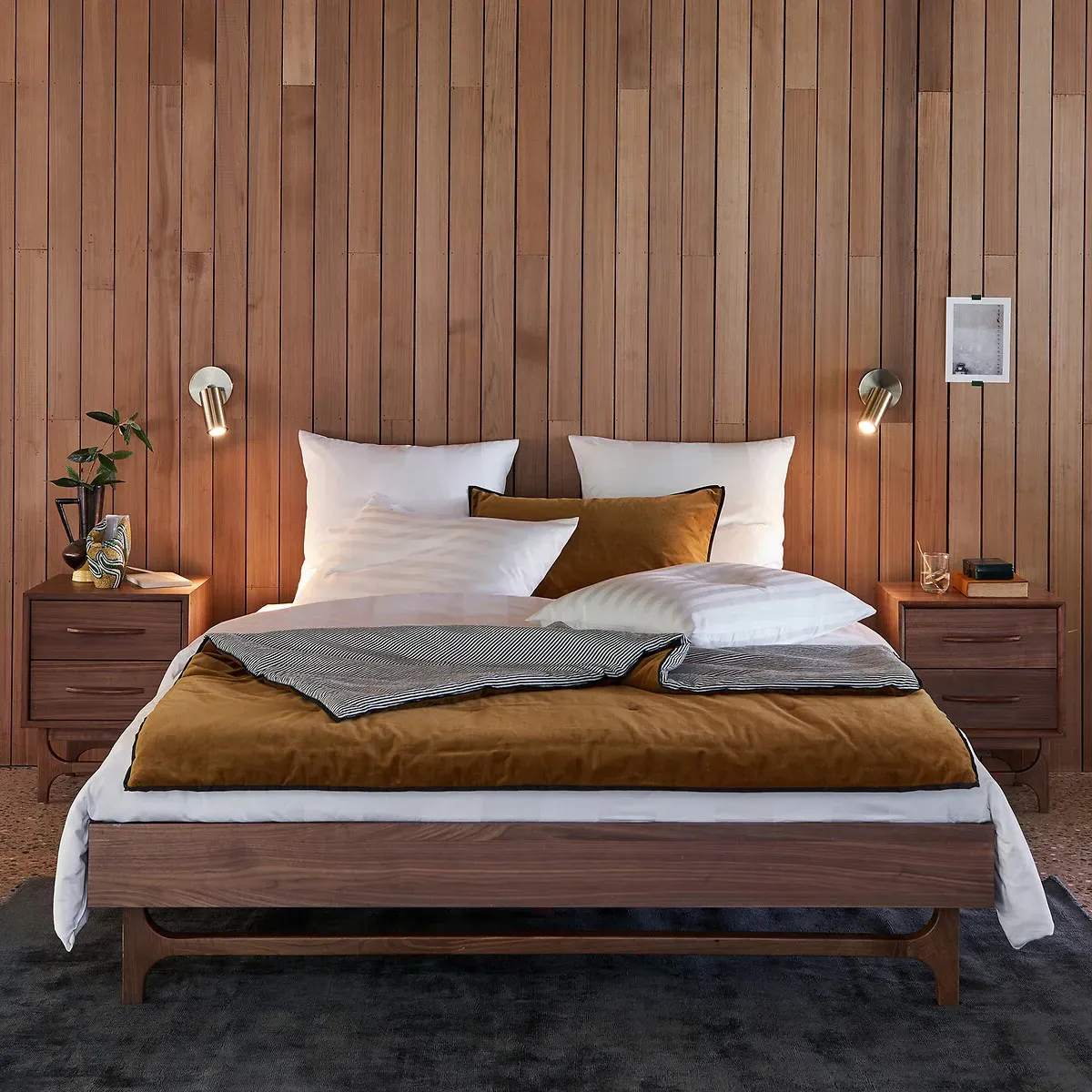 Larsen King Size Bed with Bed Base - Walnut alternate view
