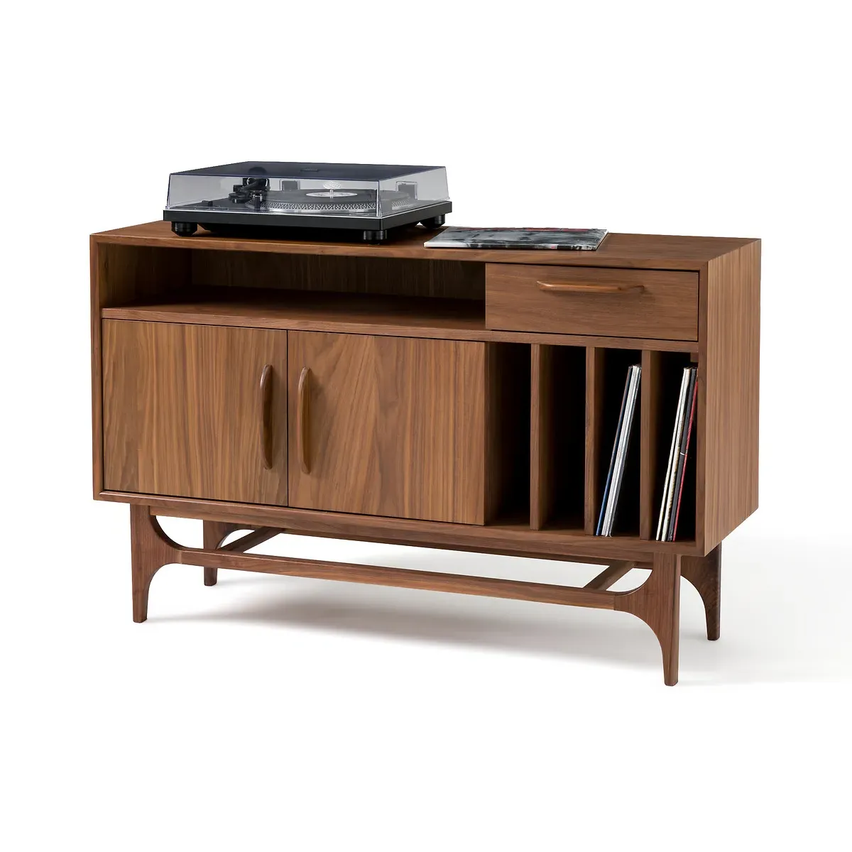 Larsen Vinyl Storage Cabinet - Walnut, MDF product