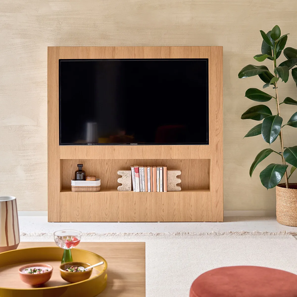 Laster Wall-Mounted TV Unit with Storage - Oak, Veneer alternate view