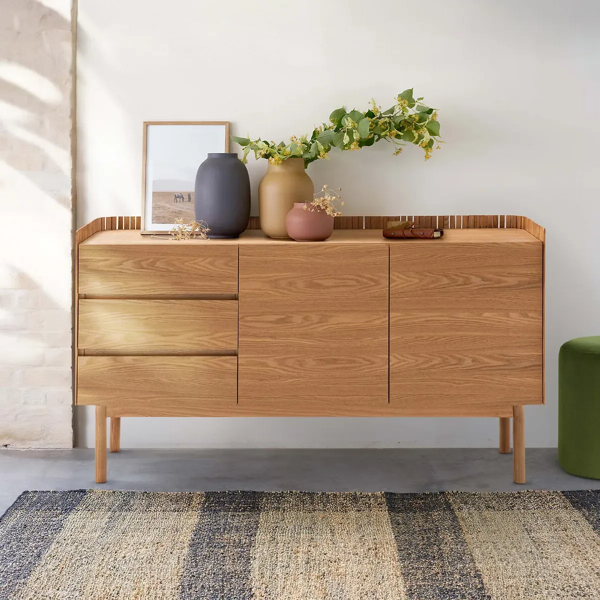 Latti Sideboard with 2 Doors and 3 Drawers - Oak, Ash alternate view