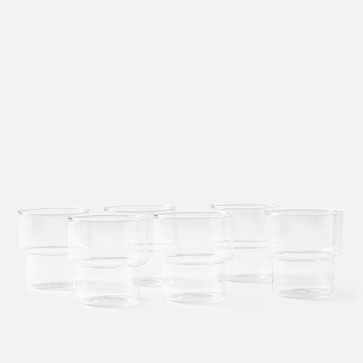 Lenzo Set of 6 Stackable Glasses - Transparent, Borosilicate Glass product