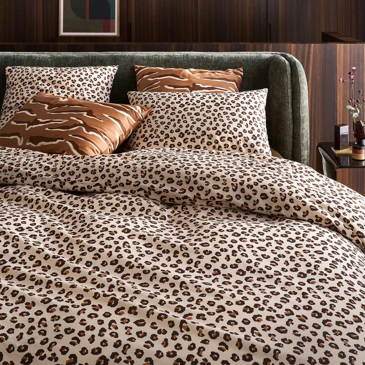 Leopold Duvet Set with Square Pillowcase - Leopard Print, Cotton alternate view