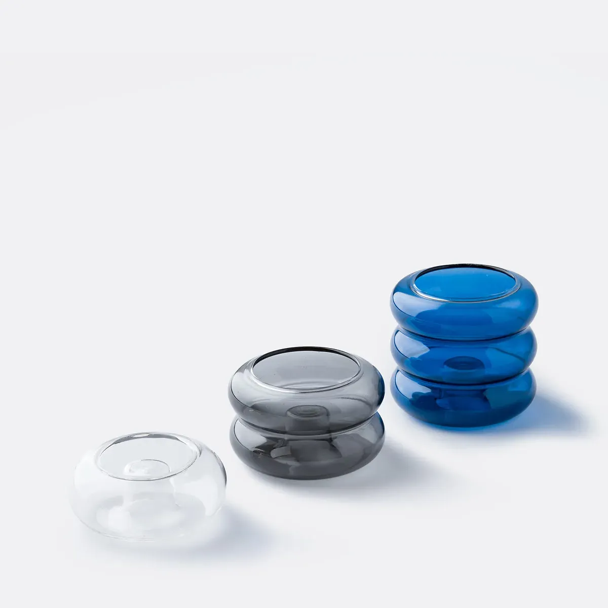 Leramo Set of 3 Glass Candle Holders - Blue, Grey product