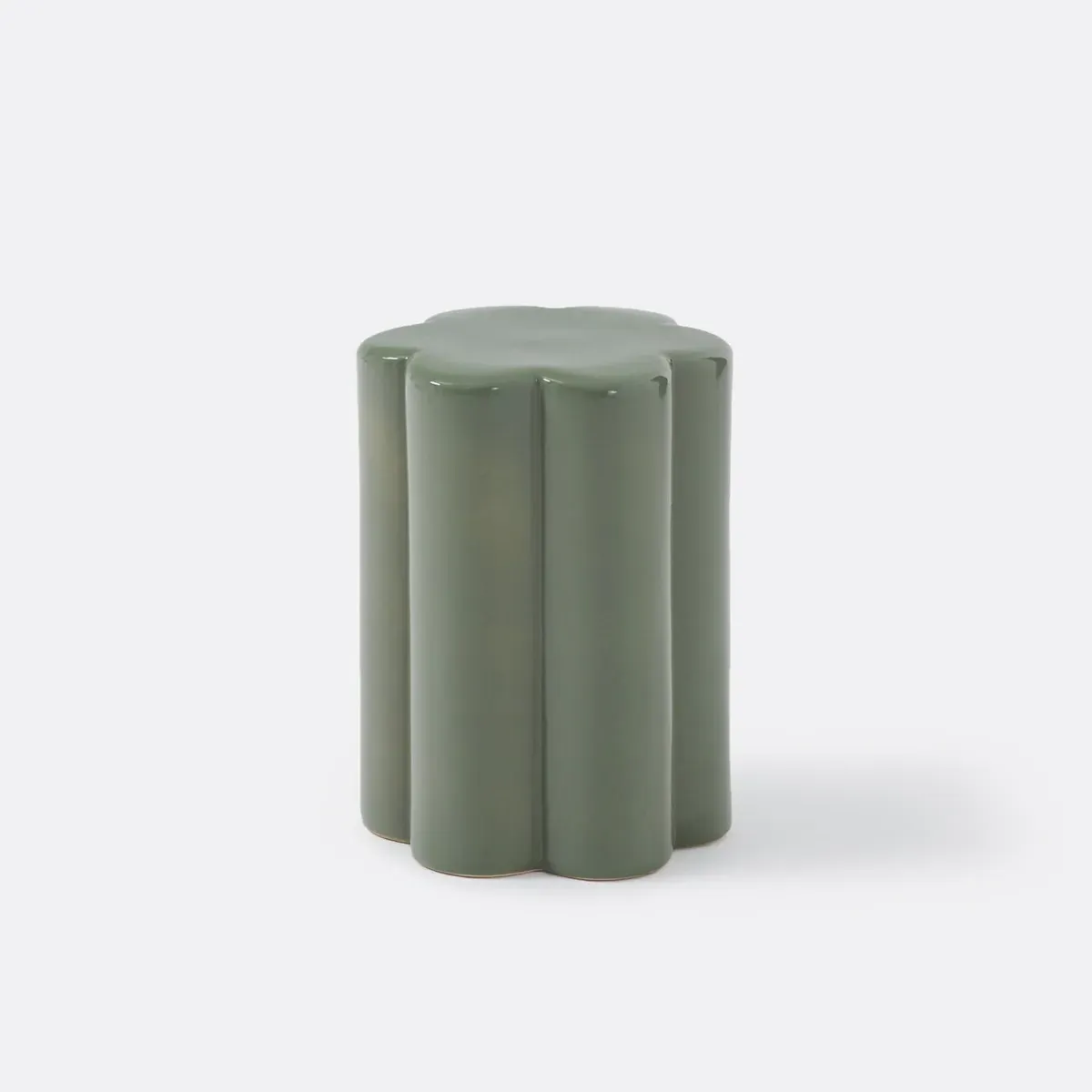 Les Irrésistibles Flower Shape Side Table - Khaki, Ceramic product