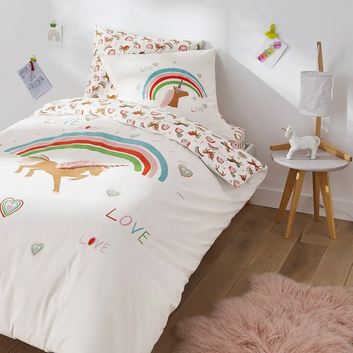 Licorne Unicorn Print Fitted Sheet - Organic Cotton Percale alternate view