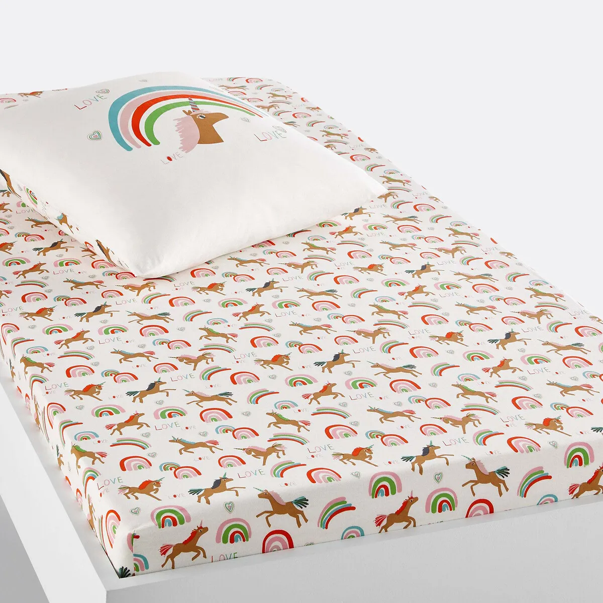 Licorne Unicorn Print Fitted Sheet - Organic Cotton Percale product