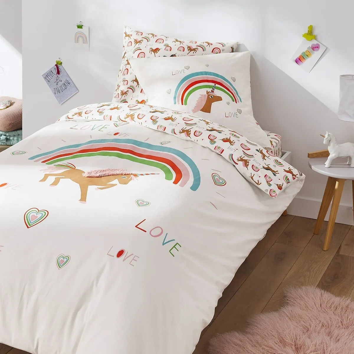 Licorne Unicorn Print Pillowcase - Organic Cotton alternate view