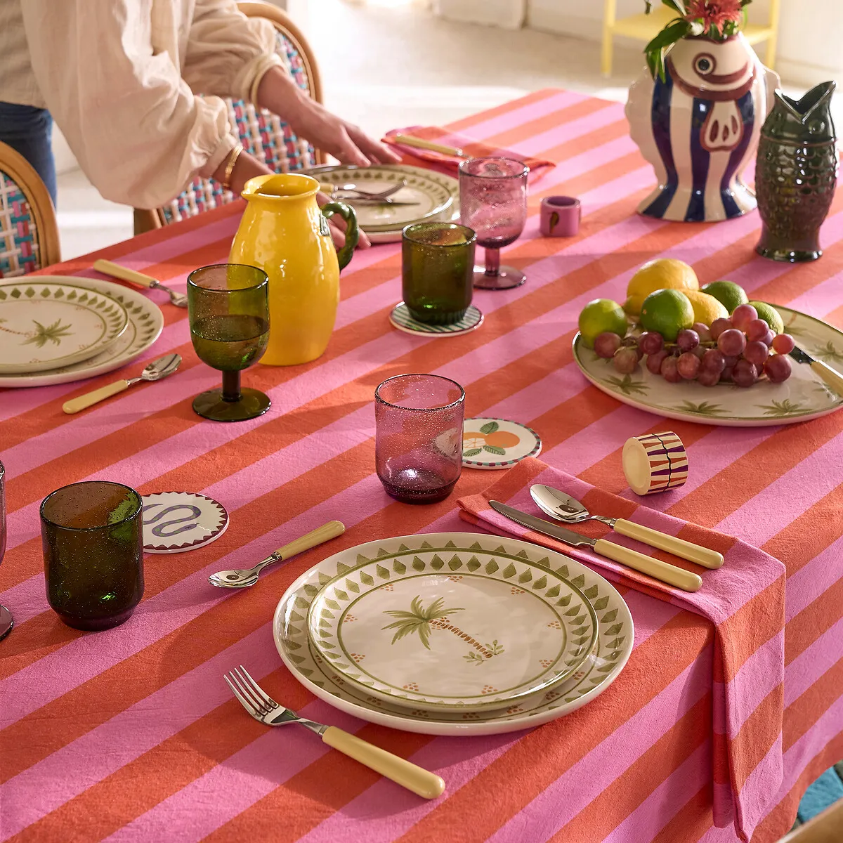 Limao Set of 4 Dessert Plates - Palm Tree Print, Stoneware alternate view