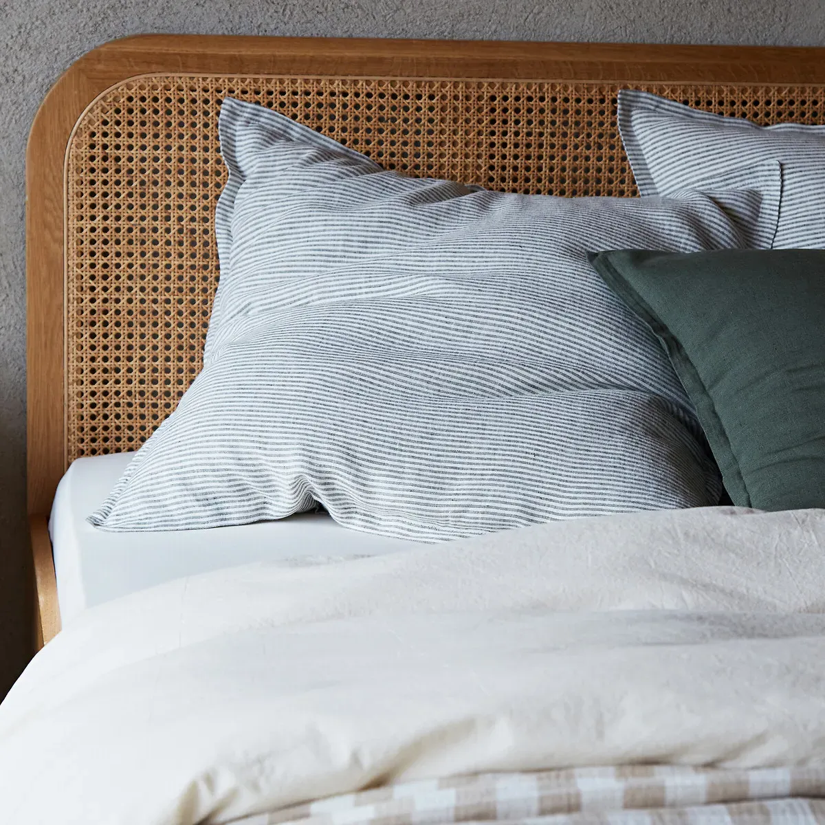 Limona Pillowcase - Blue Striped, Washed Linen alternate view