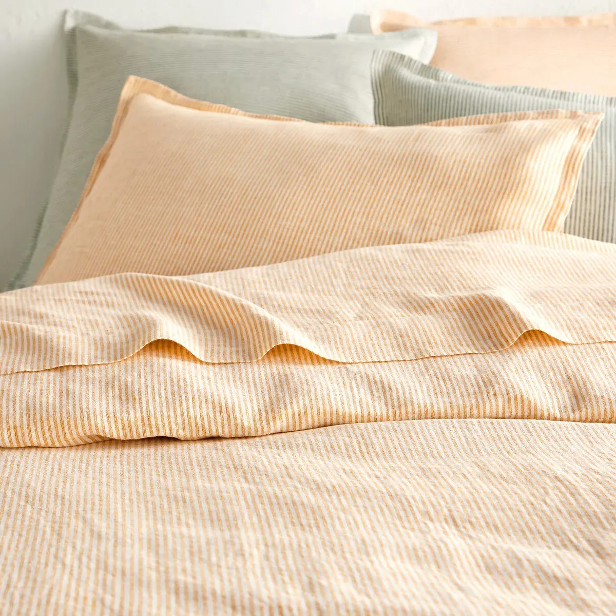 Limona Striped Pillowcase - Yellow, Washed Linen alternate view