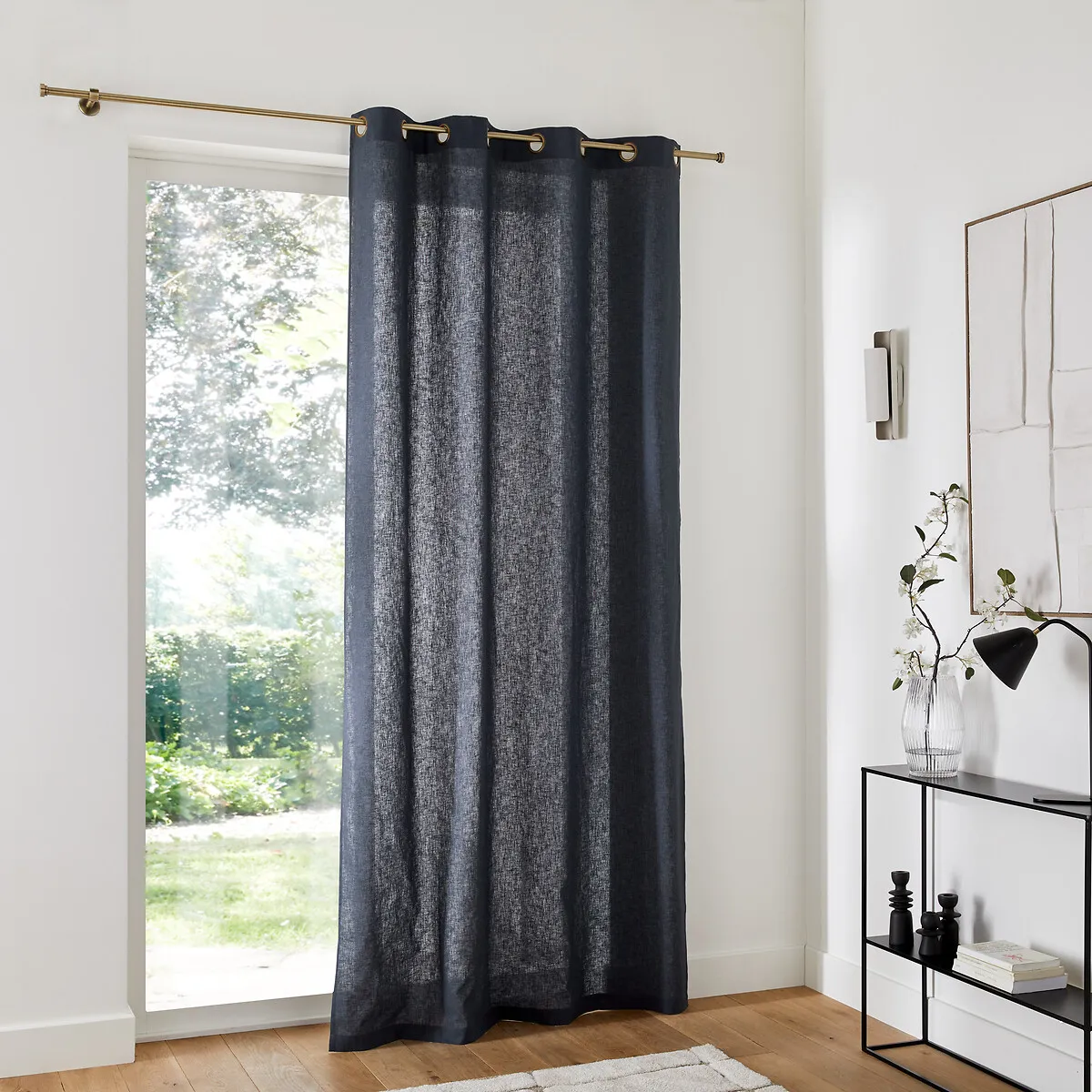 Lincot Eyelet Curtain - Ink Blue, Linen Cotton alternate view