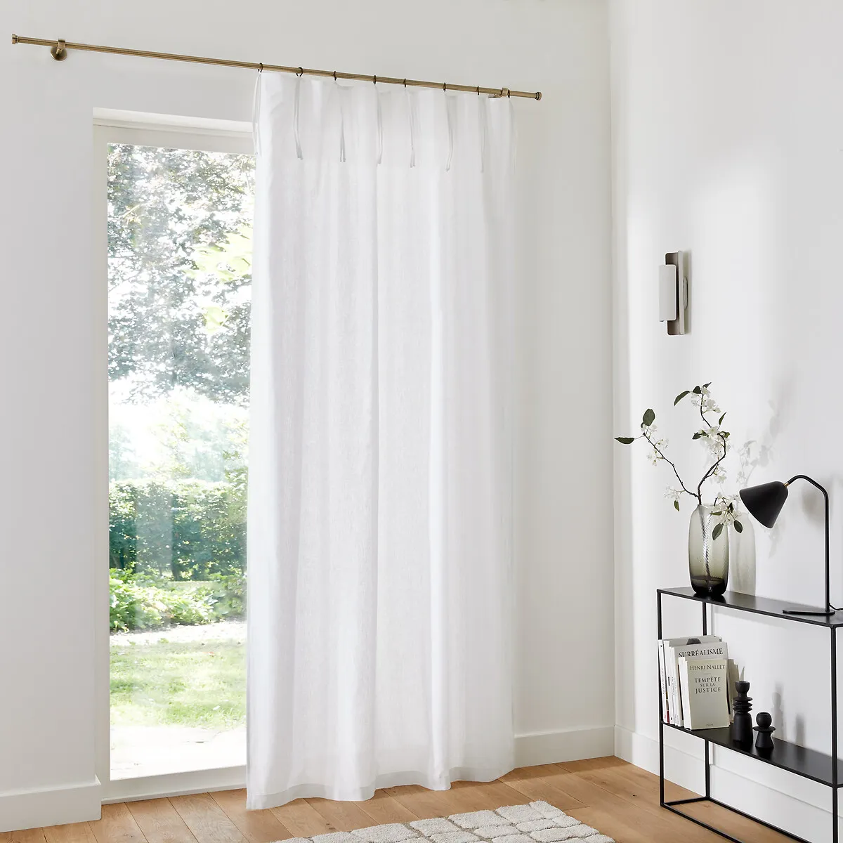 Lincot Knot & Eyelet Curtain - White, Linen Cotton alternate view