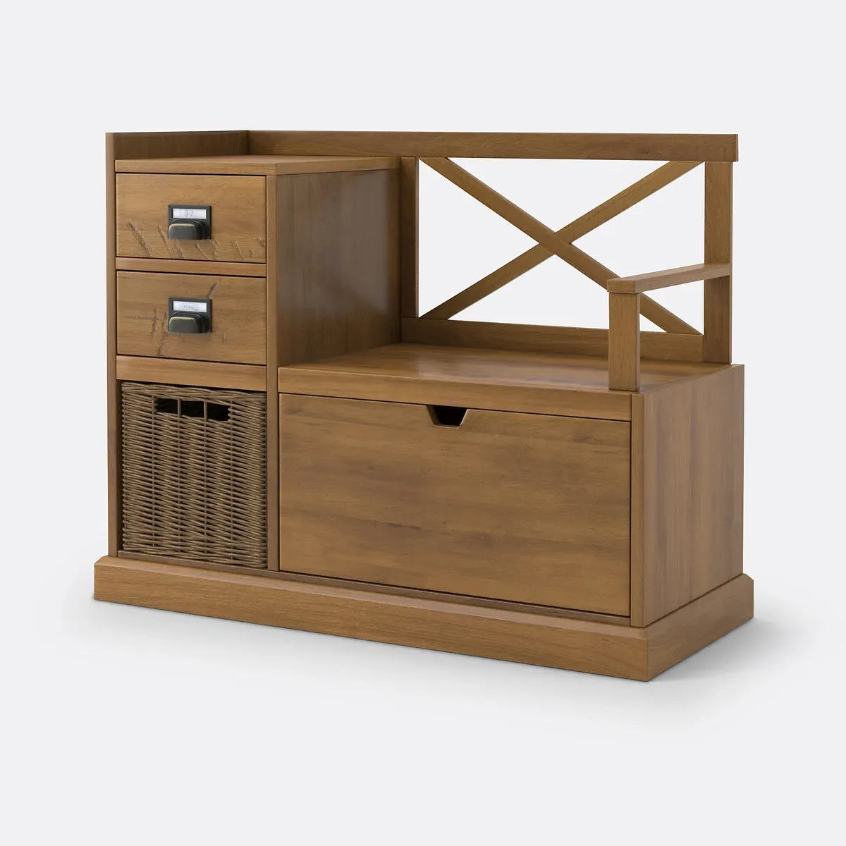 Lindley Hallway Bench with Storage - Dark Wood, Pine alternate view