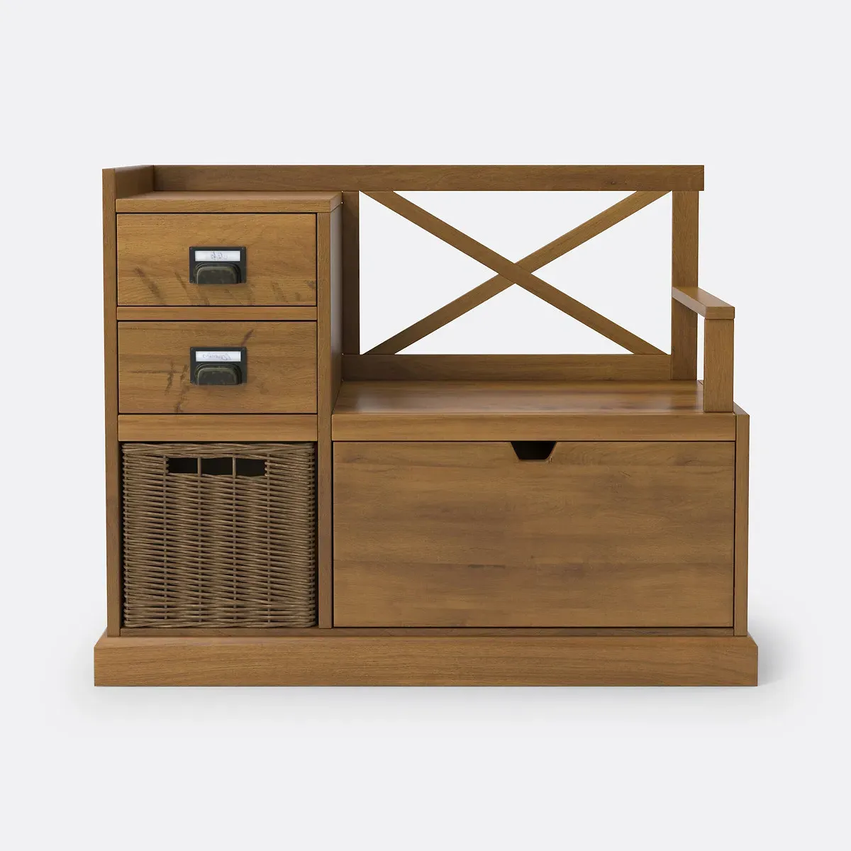 Lindley Hallway Bench with Storage - Dark Wood, Pine product