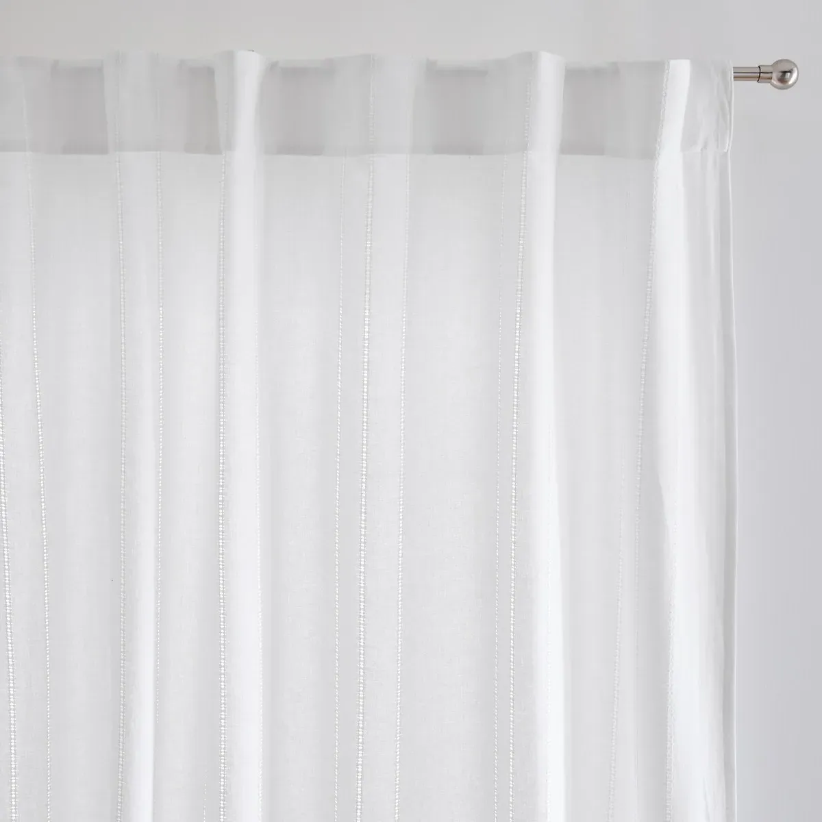Lino Cotton Openwork Curtain with Concealed Tabs - White product