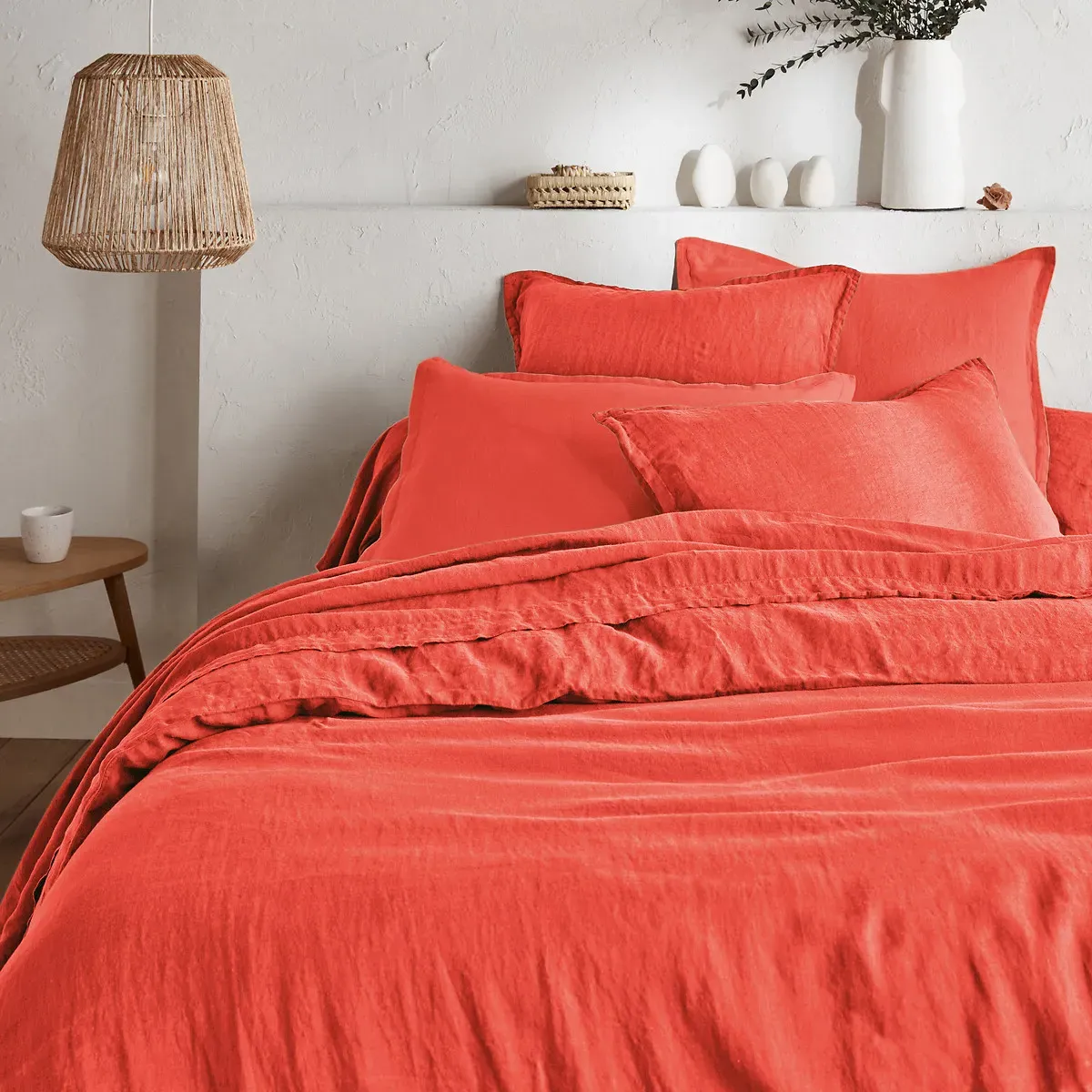 Linot Washed Linen Duvet Cover - Poppy product