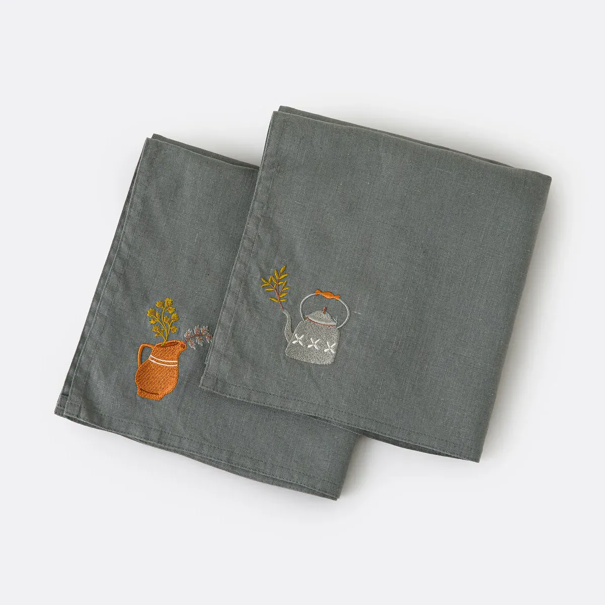 Lison Set of 2 Napkins - Grey-Green, Washed Linen product