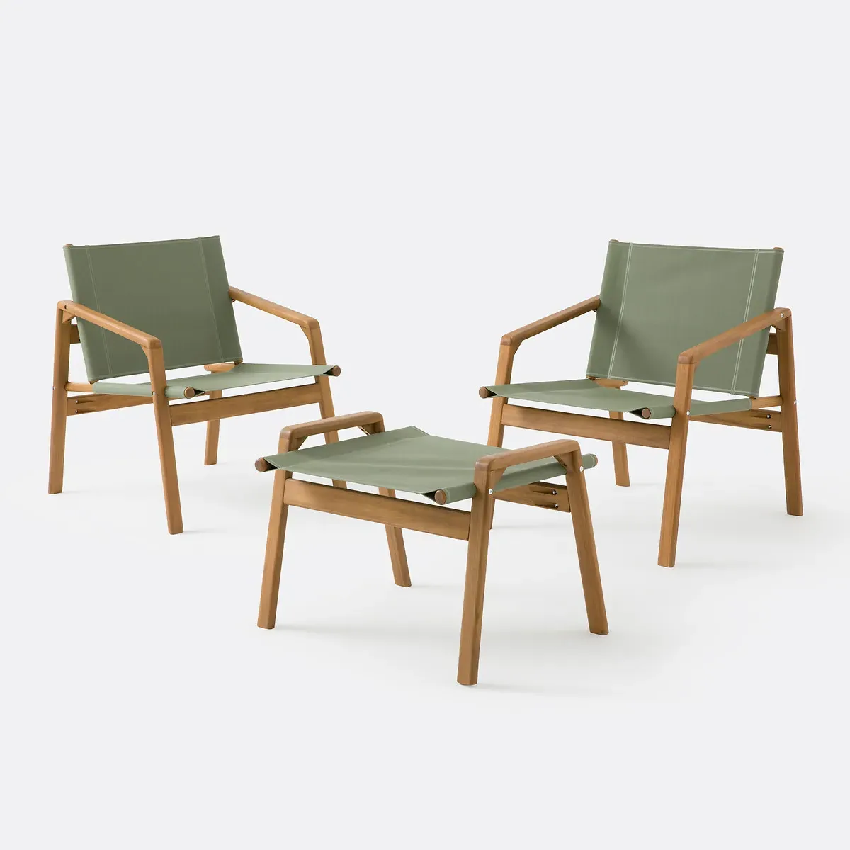 Livie 2-Seater Garden Furniture Set with Footrest - Khaki, Acacia product