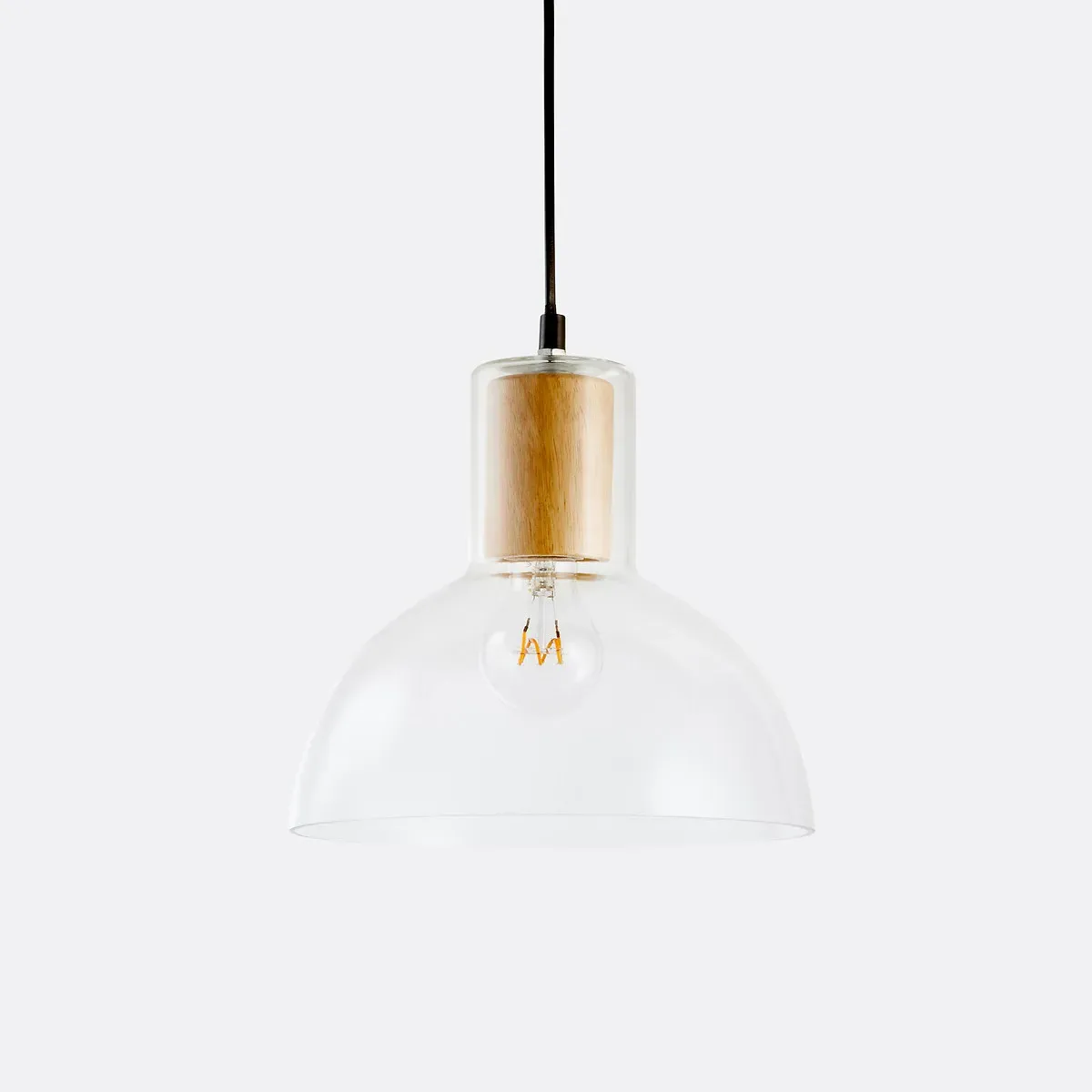 Lizia Bowl Ceiling Lightshade - Transparent, Glass & Wood product