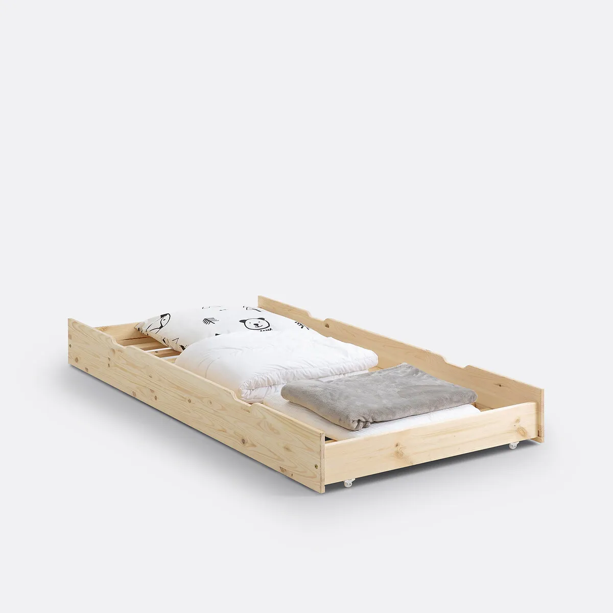 Loan Single Trundle Bed - Untreated Light Wood, Solid Pine alternate view