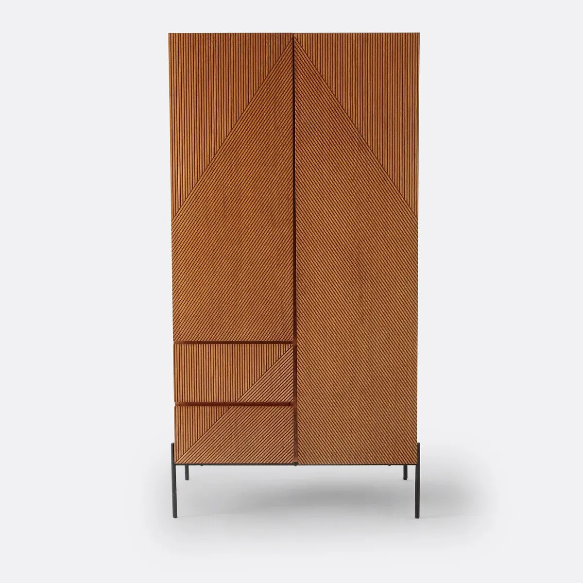 Lodge 2-Door Wardrobe with Drawers - Walnut, Oak Veneer MDF alternate view