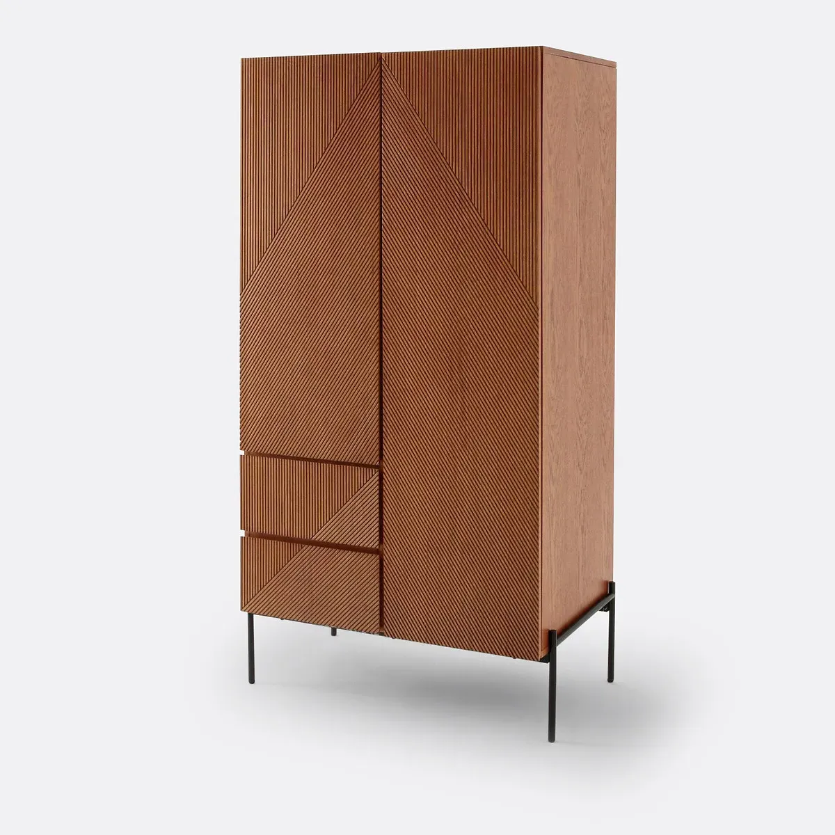 Lodge 2-Door Wardrobe with Drawers - Walnut, Oak Veneer MDF product
