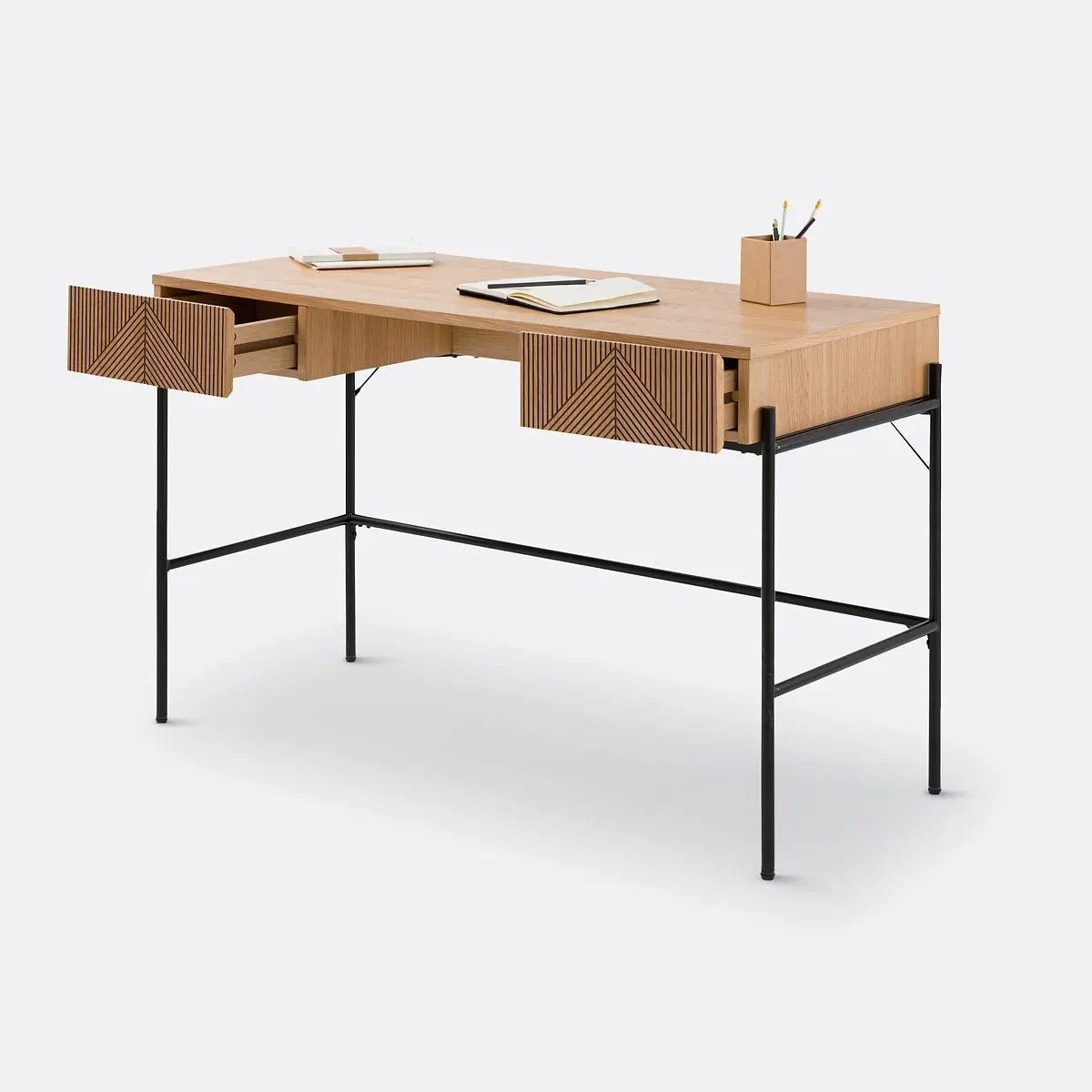Lodge 2-Drawer Desk - Natural Oak Veneer alternate view