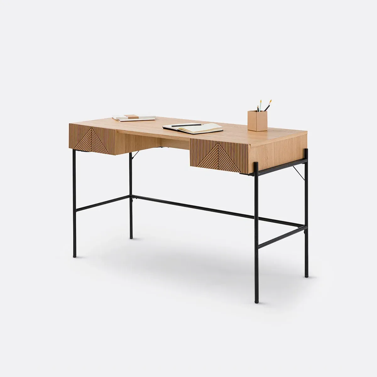 Lodge 2-Drawer Desk - Natural Oak Veneer product