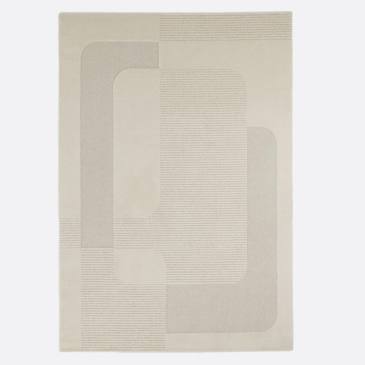 Lodgo Geometric Print Textured Rug - Ecru, Polypropylene alternate view
