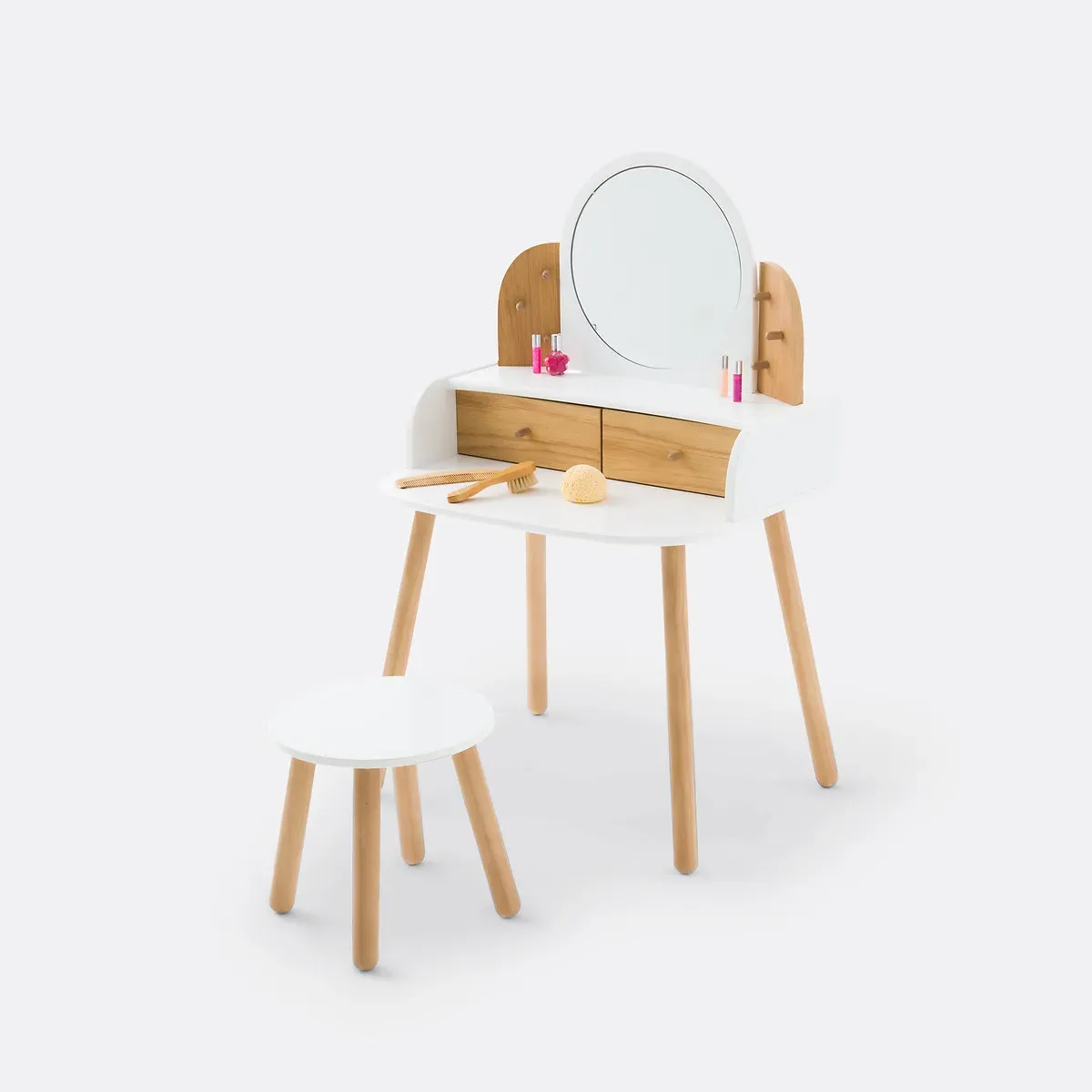 Lorette Dressing Table with Stool - White, MDF product