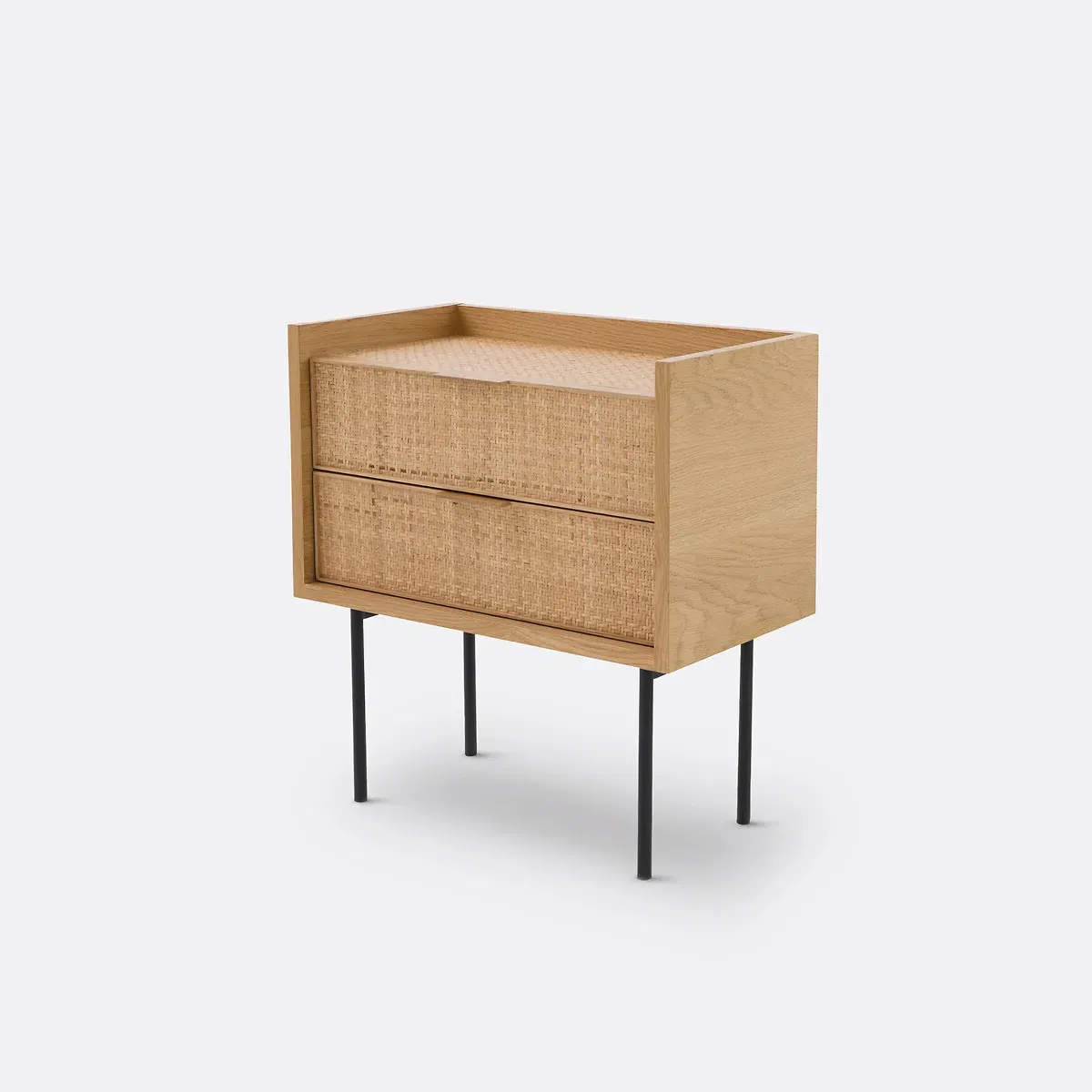 Louison 2-Drawer Bedside Table - Natural Oak, Rattan product