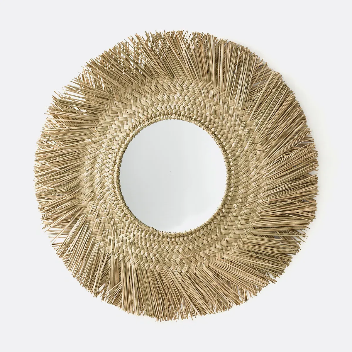 Loully Round Sunburst Wall Mirror - Natural, Woven Grass product