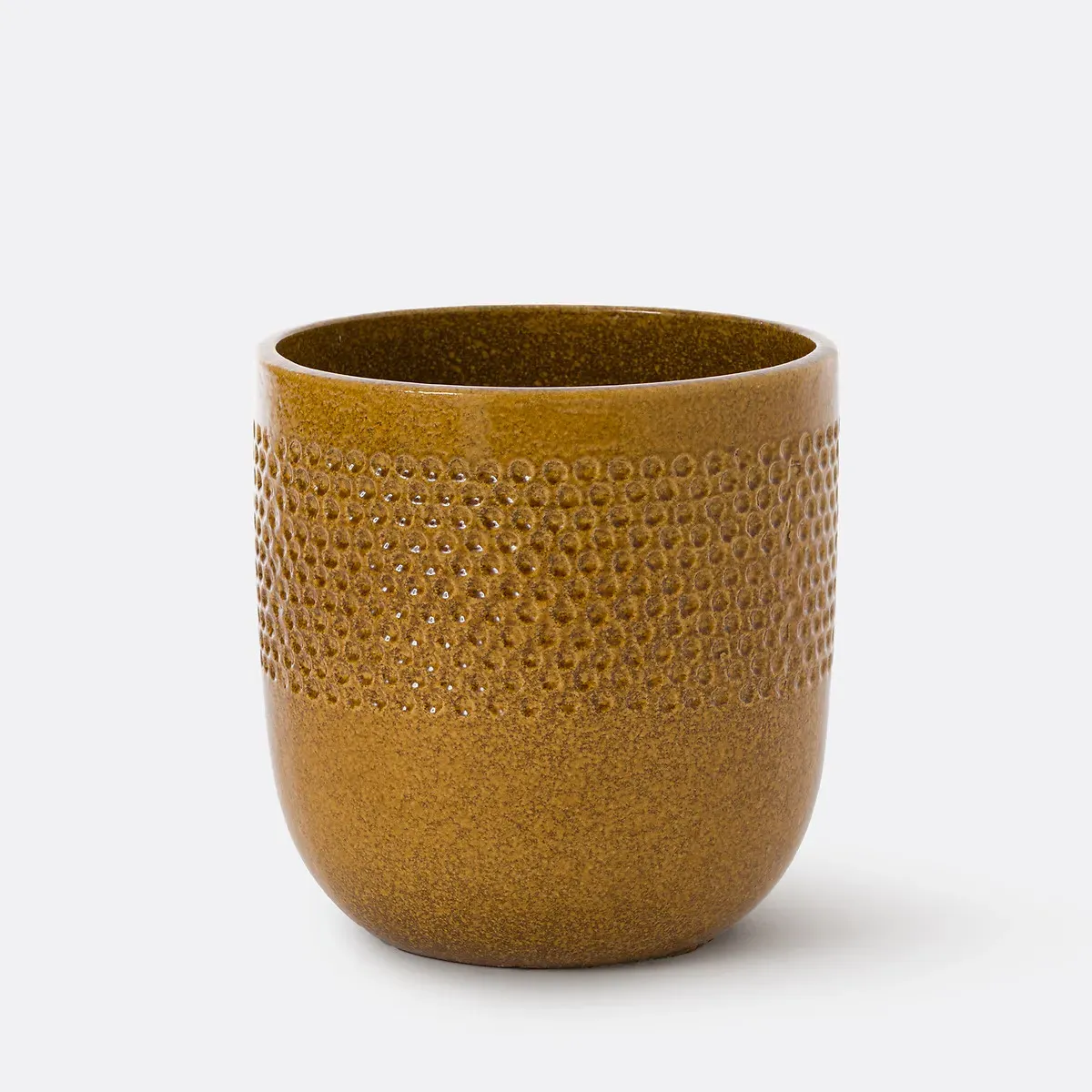 Lullya Round Flowerpot - Ochre, Enamelled Terracotta product