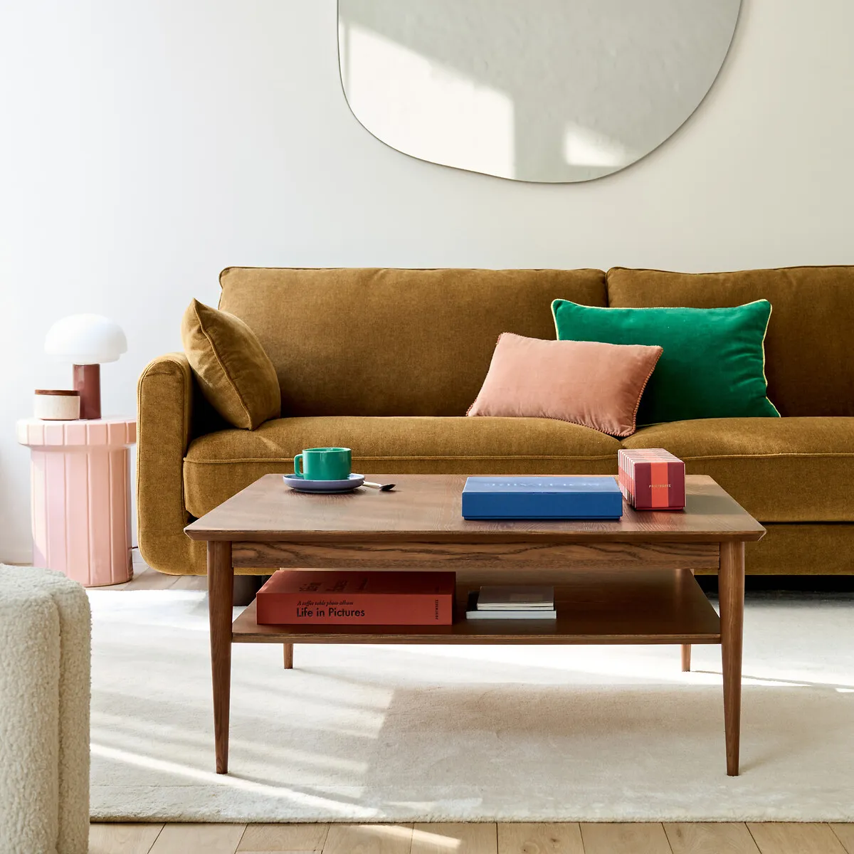 Lussan Two-Tier Square Coffee Table - Walnut, Ash Veneer alternate view