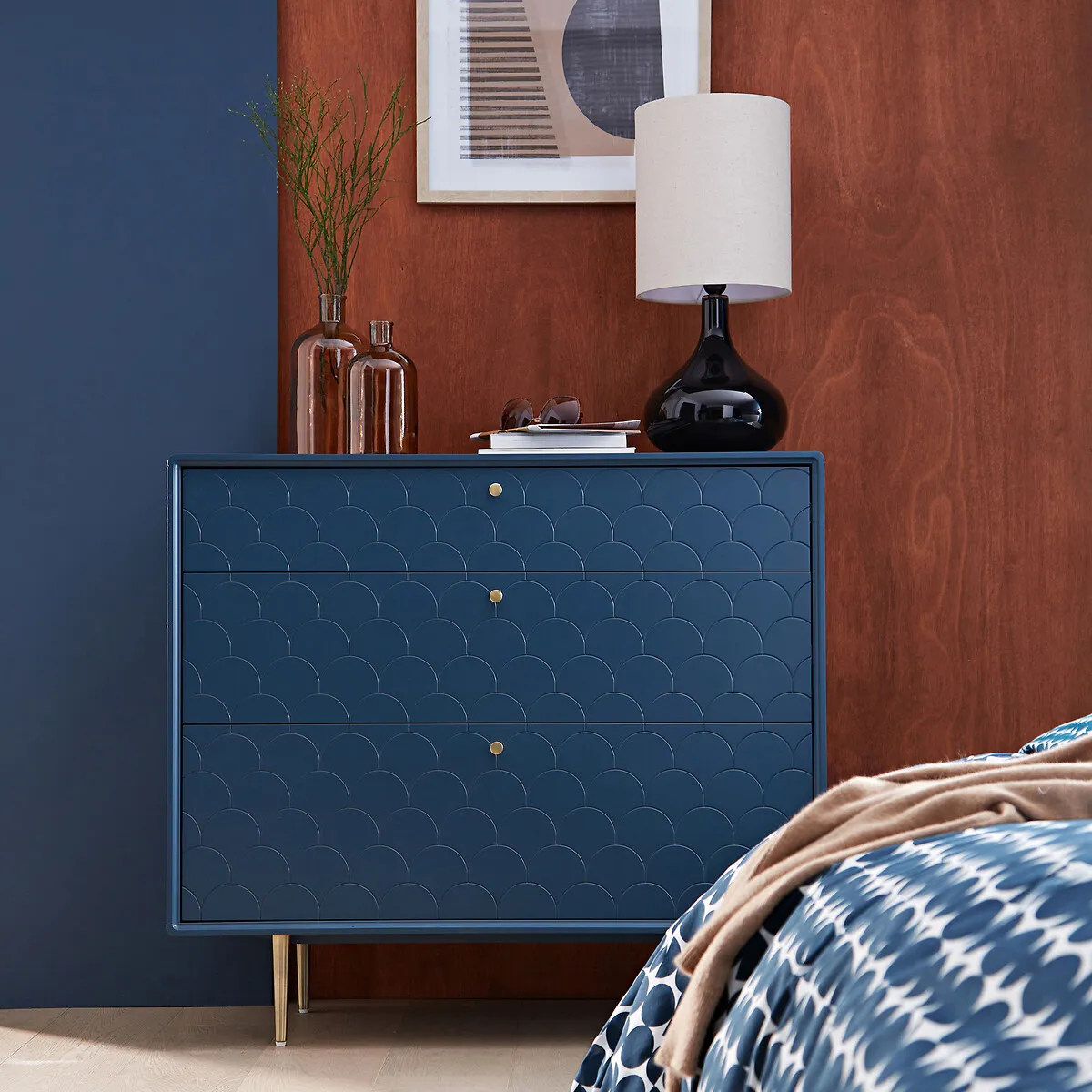 Luxore 3-Drawer Chest - Prussian Blue, MDF alternate view