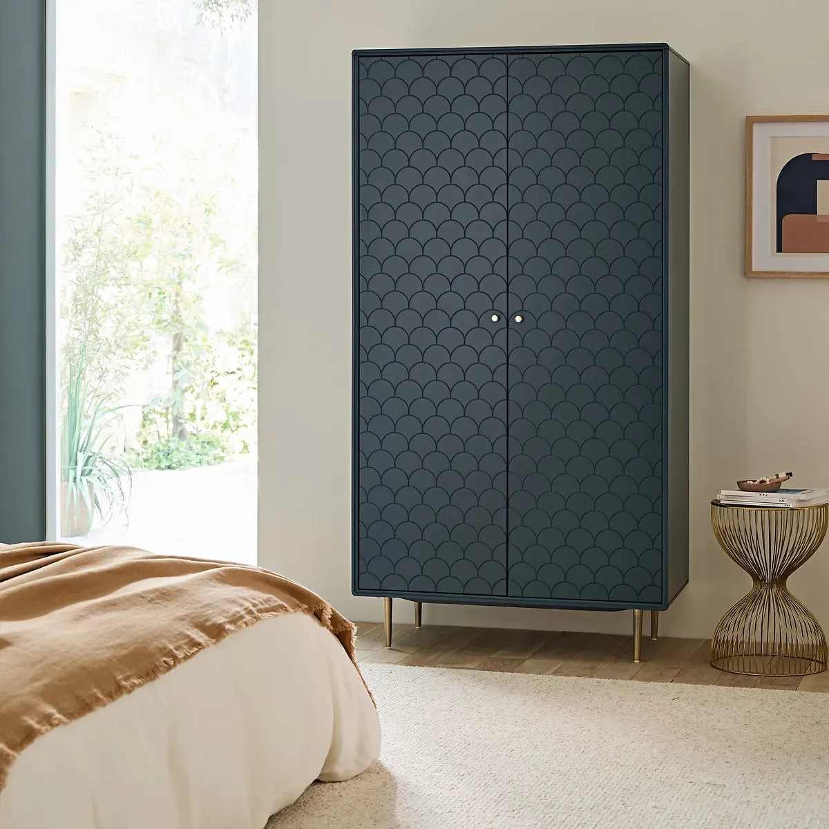 Luxore Double Wardrobe with Shelves - Prussian Blue, Pine alternate view
