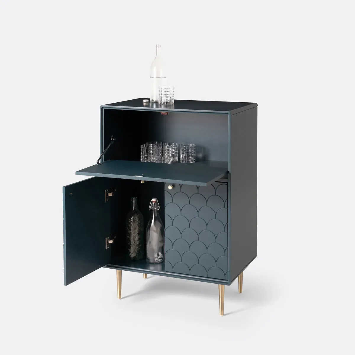 Luxore Pine Bar Cabinet - Prussian Blue alternate view
