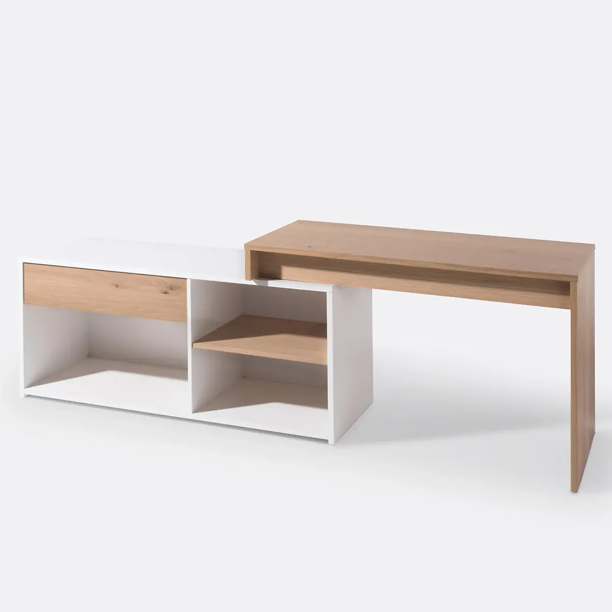 Maddo Angled Modular Desk with Storage - Oak, White product