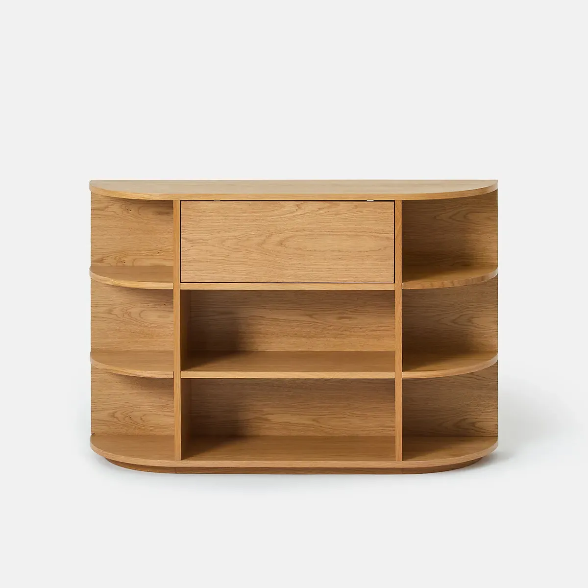 Maddy Console Table with Flap Door & 8 Compartments - Oak Veneer alternate view
