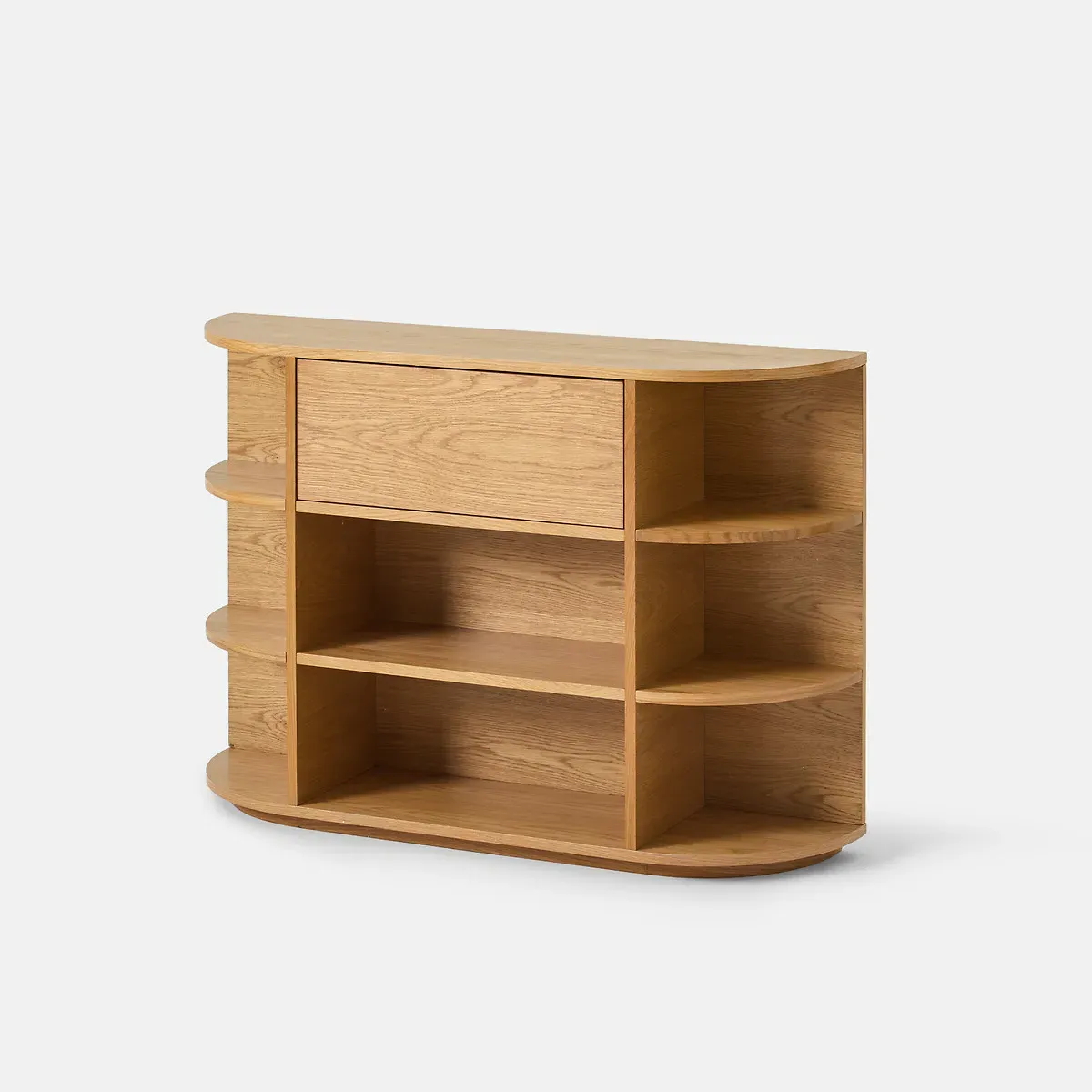Maddy Console Table with Flap Door & 8 Compartments - Oak Veneer product