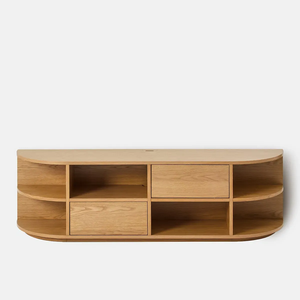 Maddy Wall-Mounted TV Stand with 2 Doors & 6 Compartments - Oak alternate view