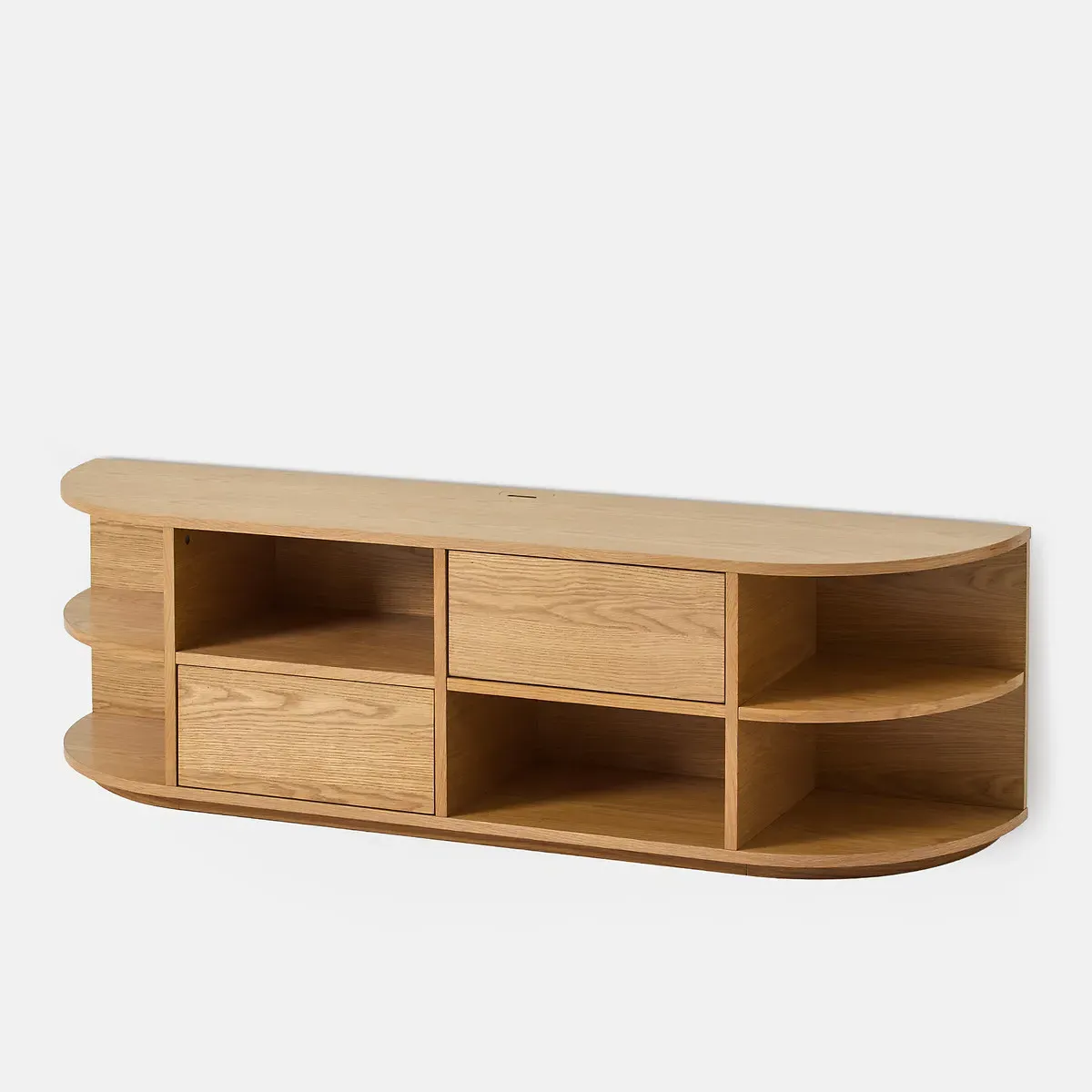 Maddy Wall-Mounted TV Stand with 2 Doors & 6 Compartments - Oak product