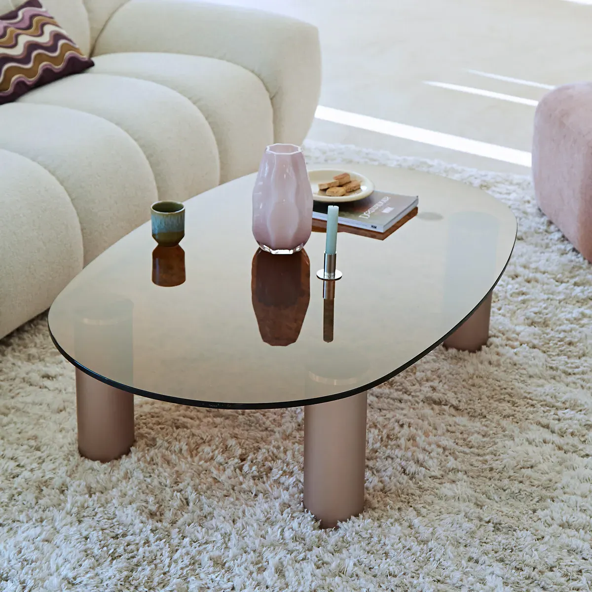 Madeline Oval Coffee Table - Amber, Tempered Glass alternate view