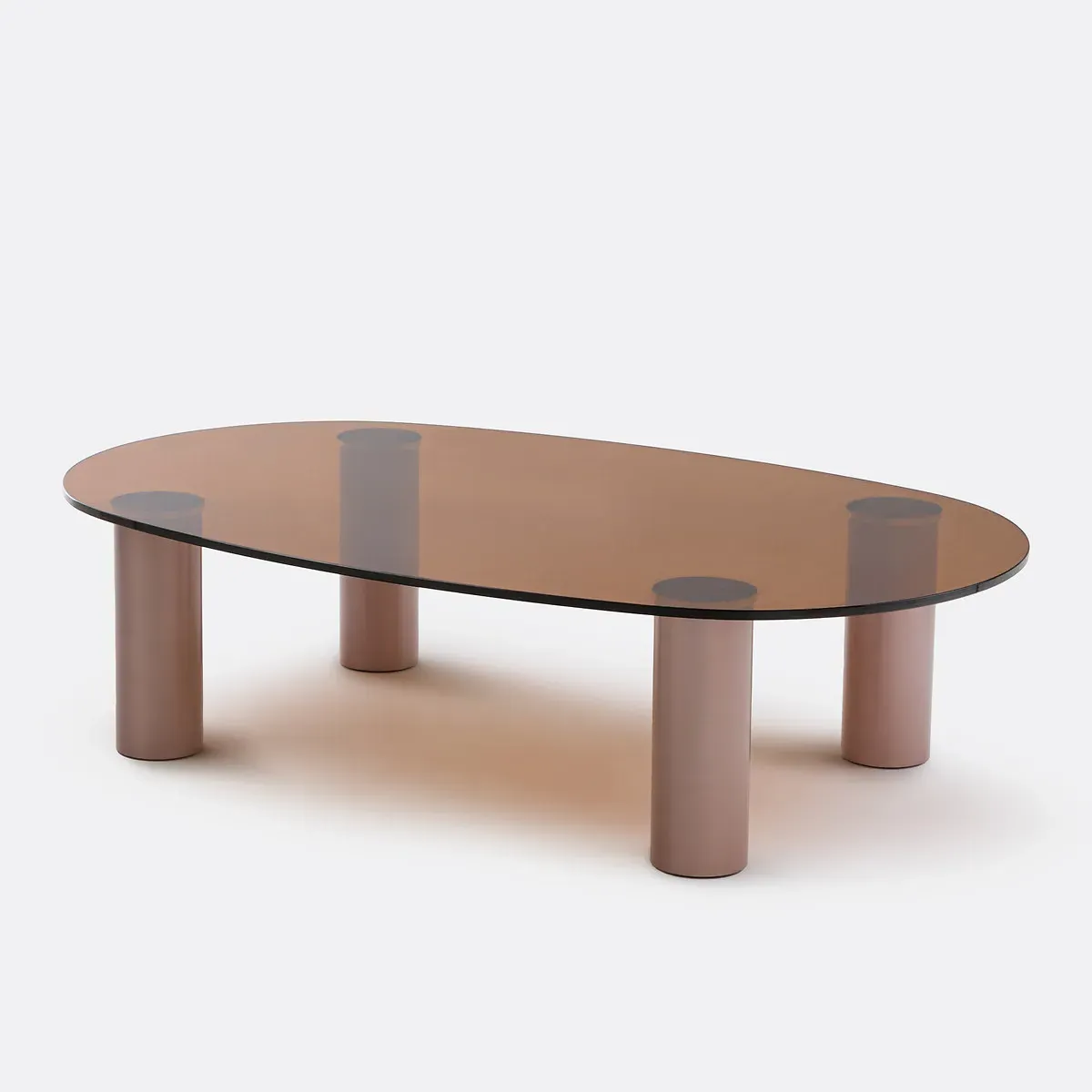 Madeline Oval Coffee Table - Amber, Tempered Glass product