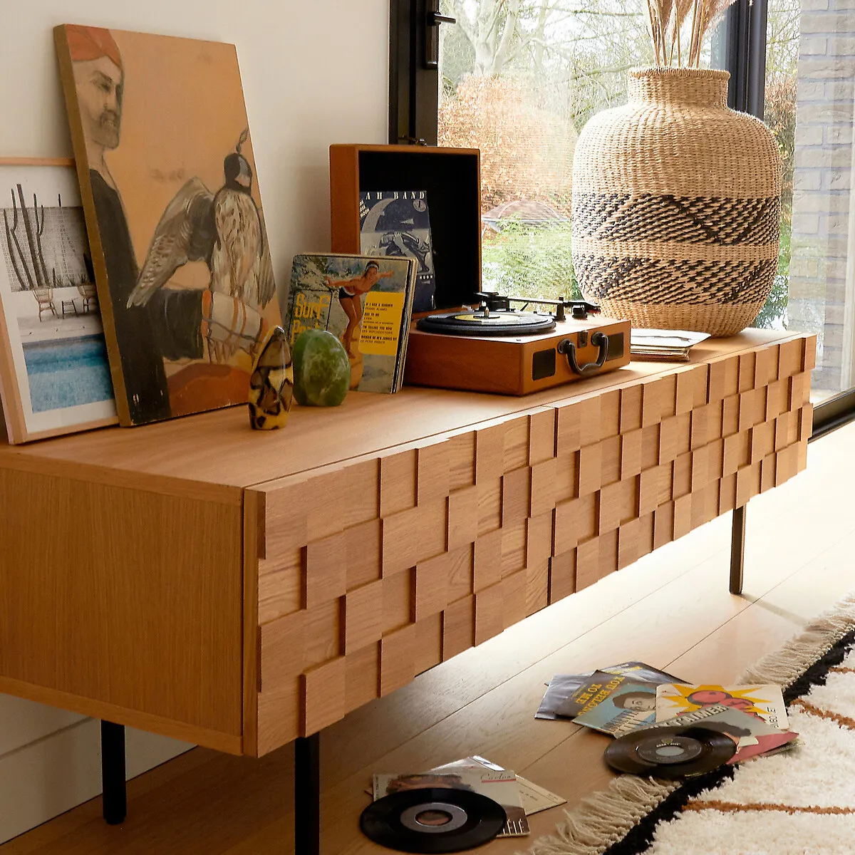 Madria 3-Door TV Cabinet - Oak Veneer alternate view