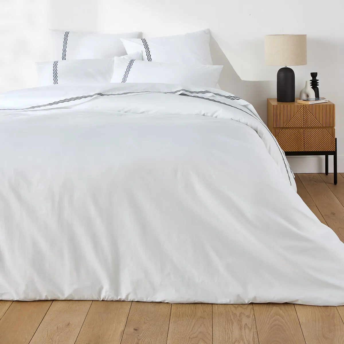 Magda King Size Duvet Cover - White, Cotton Percale alternate view